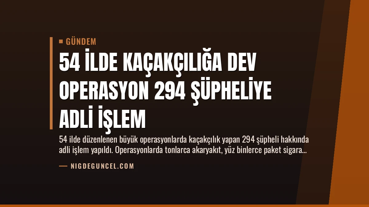 54 İlde Kaçakçılığa Dev Operasyon 294 Şüpheliye Adli İşlem
