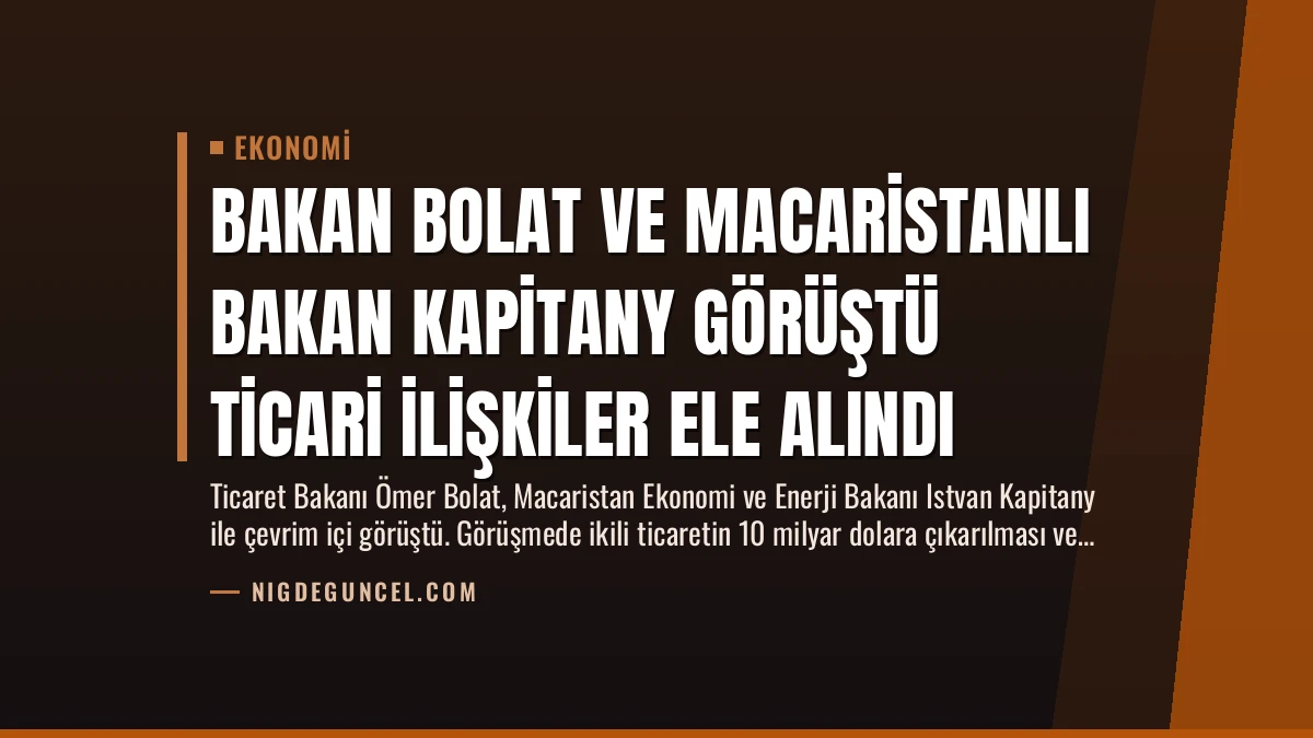 Bakan Bolat ve Macaristanlı Bakan Kapitany Görüştü Ticari İlişkiler Ele Alındı