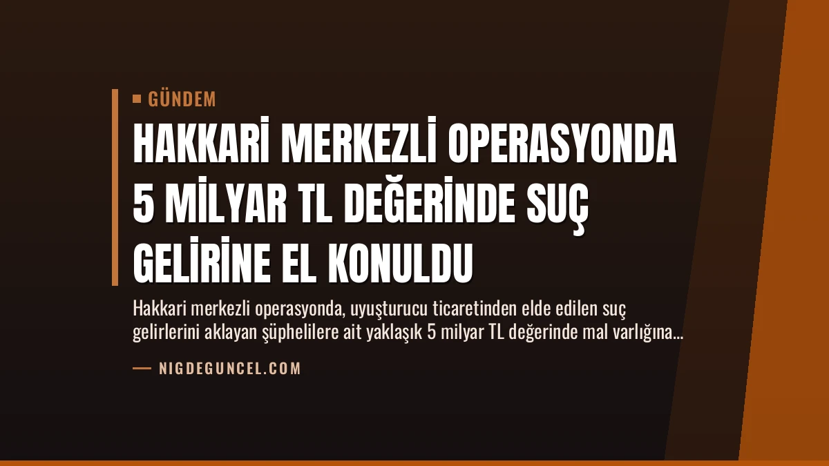 Hakkari Merkezli Operasyonda 5 Milyar TL Değerinde Suç Gelirine El Konuldu
