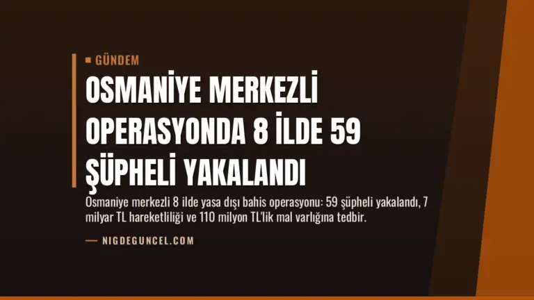 Osmaniye Merkezli Operasyonda 8 İlde 59 Şüpheli Yakalandı