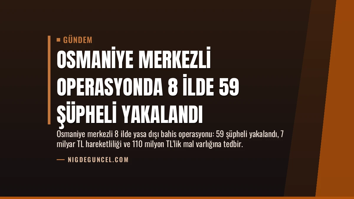 Osmaniye Merkezli Operasyonda 8 İlde 59 Şüpheli Yakalandı
